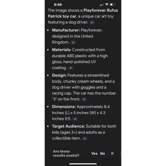 Playforever Rufus Patrick Toy Car Red Dog Racer Vintage Style - Picture 10 of 10